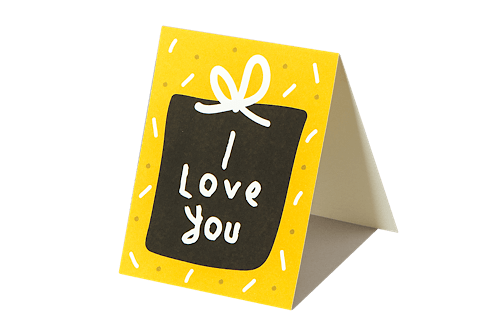 Yellow "I Love You" gift card made in Korea with envelope, 10 x 9 cm size, perfect for expressing love and affection.