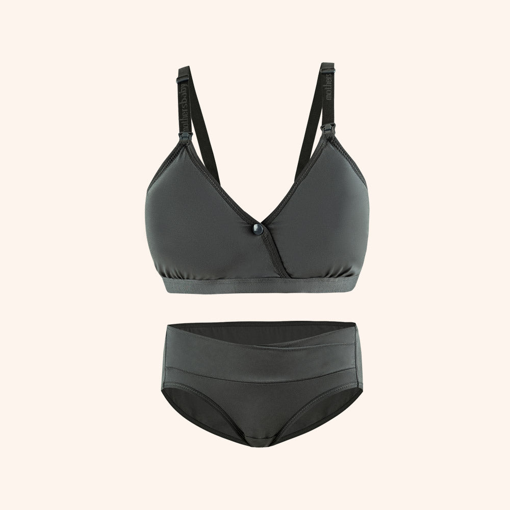 Bamboo bra and panties set made from eco-friendly hygienic material, soft texture and excellent breathability for everyday comfort.