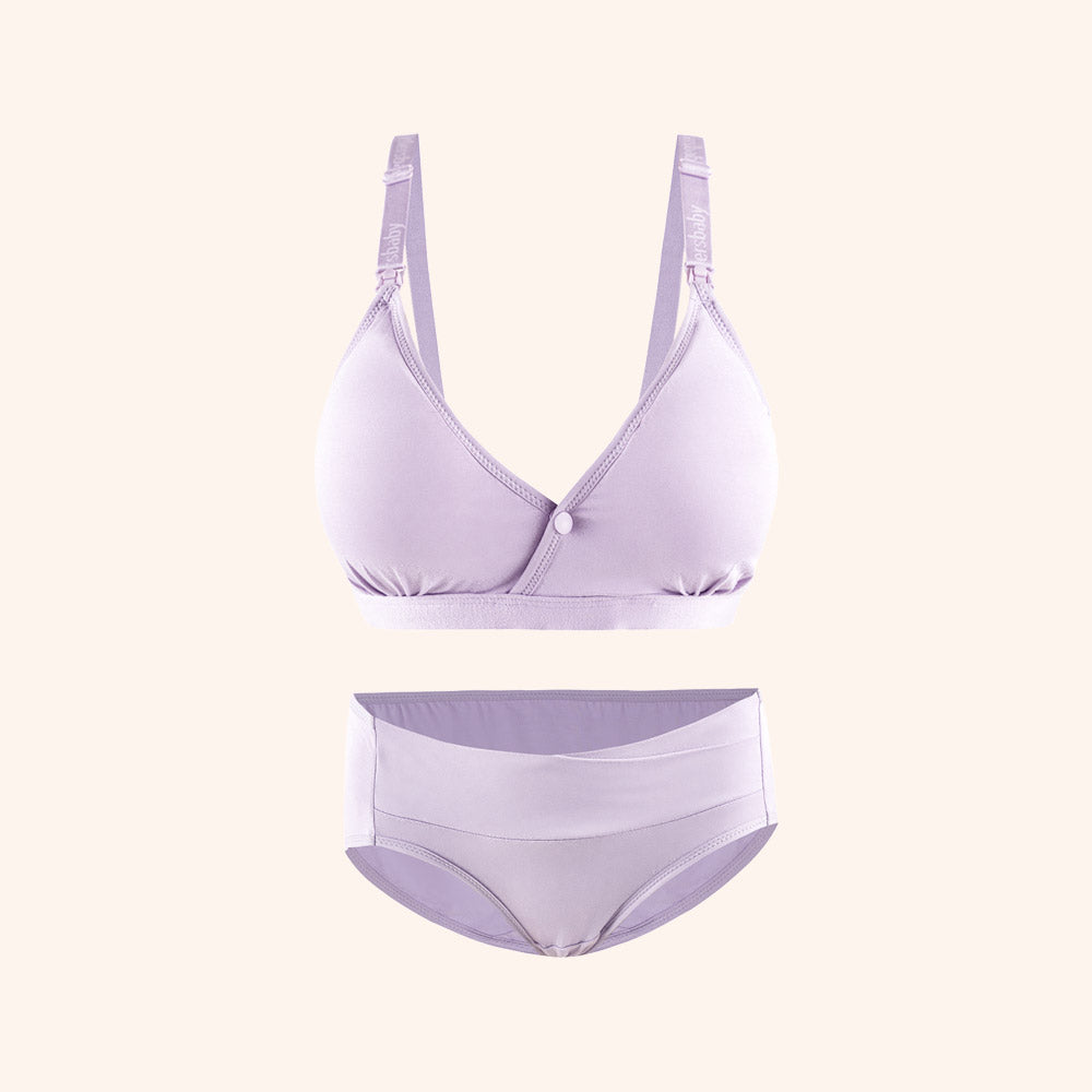 Lavender bamboo bra and underwear set, comfortable, eco-friendly, soft texture, and highly breathable. Ideal for all-day wear.