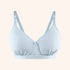 ONE-TOUCH AIR SILK BRA in light blue, featuring lightweight Viscose material, one-touch strap mechanism, and wrap style for year-round comfort.