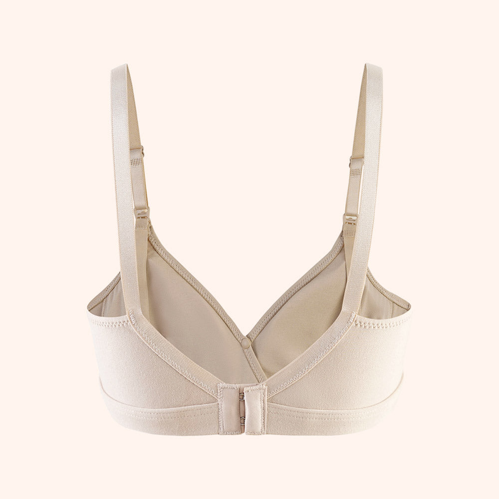 Back view of Re:bir Nursing Bra made from soft, eco-friendly materials, including Carbon Zero Modal, recycled fibre Coolmax, and Lycra spandex.